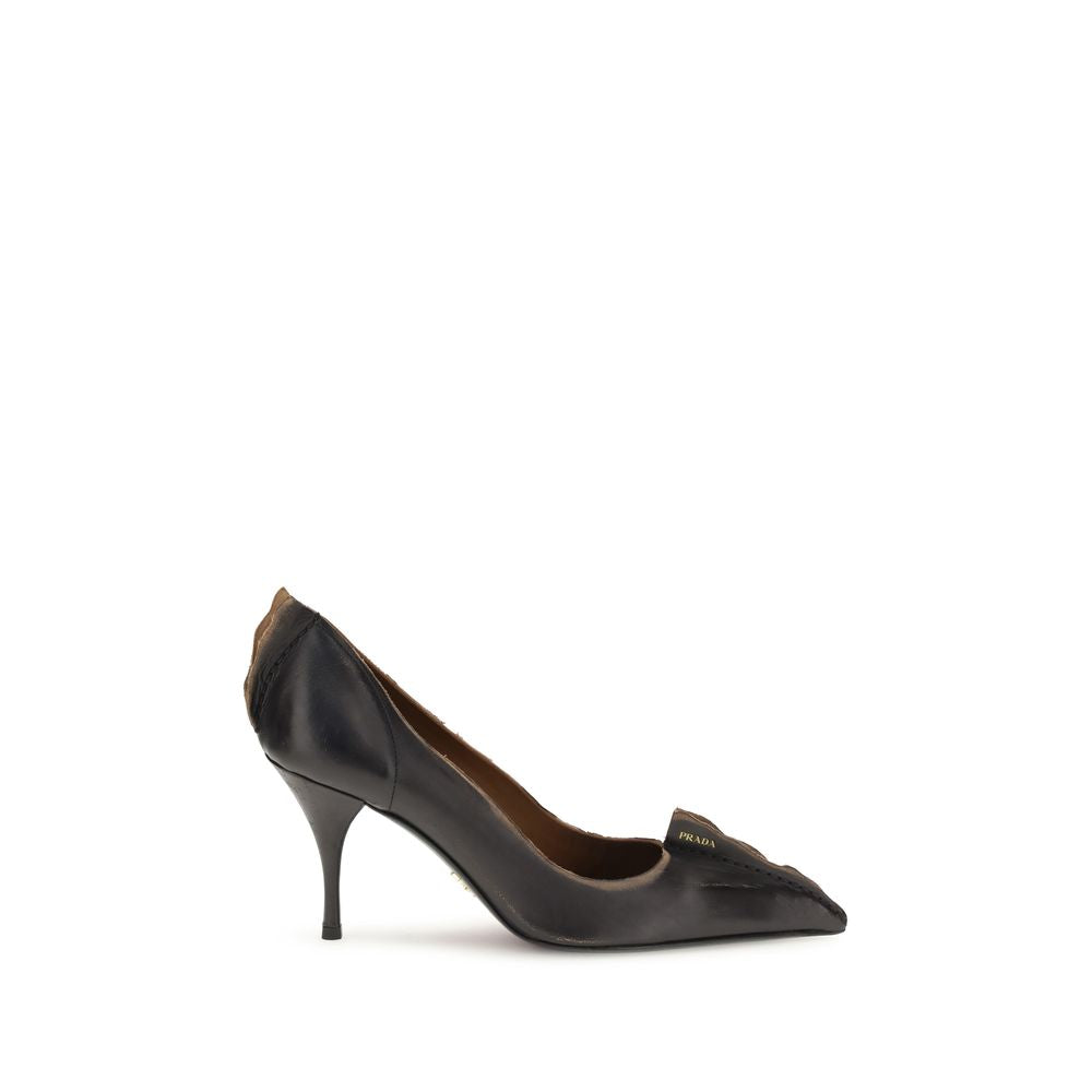 Black Leather High Heel Pumps