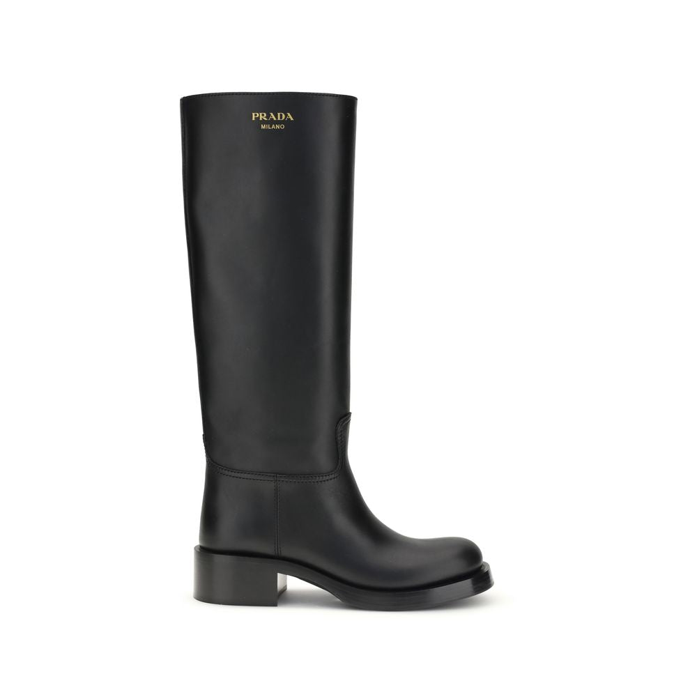 Black Calf Leather Bos Taurus High Heel Boots